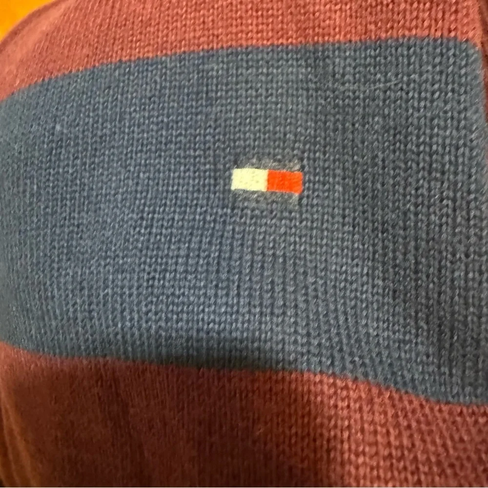 NWT Tommy Hilfiger Men's Red and Blue Striped Sweater